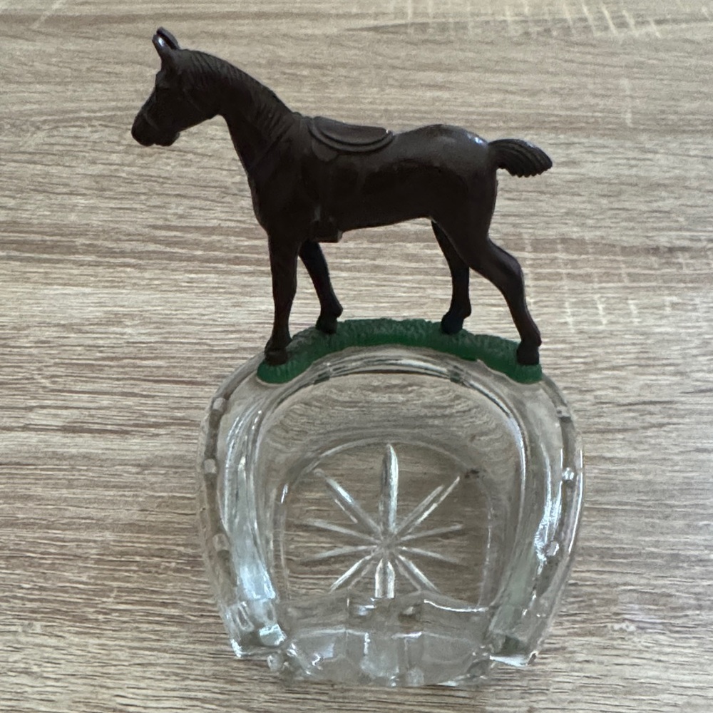 Vintage Glass Horseshoe-shaped Ashtray